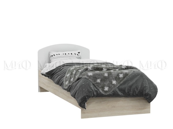 Кровать Марго (Ш-850 x В-800 x Г-2036 мм) Дуб Сонома/Белый Глянец